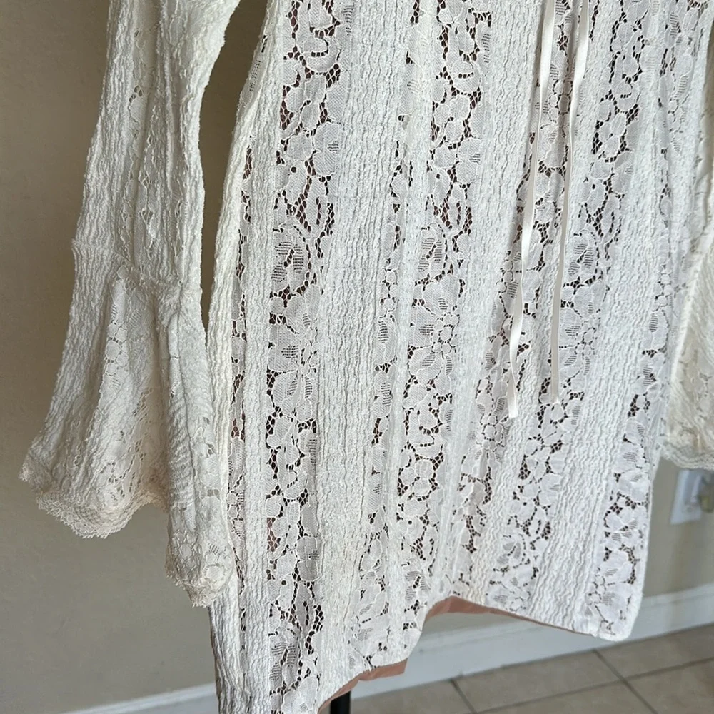 House of CB Sadie Vintage Cream Floral Lace Off Shoulder Mini Dress NWOT‎ size L - Picture 11 of 16